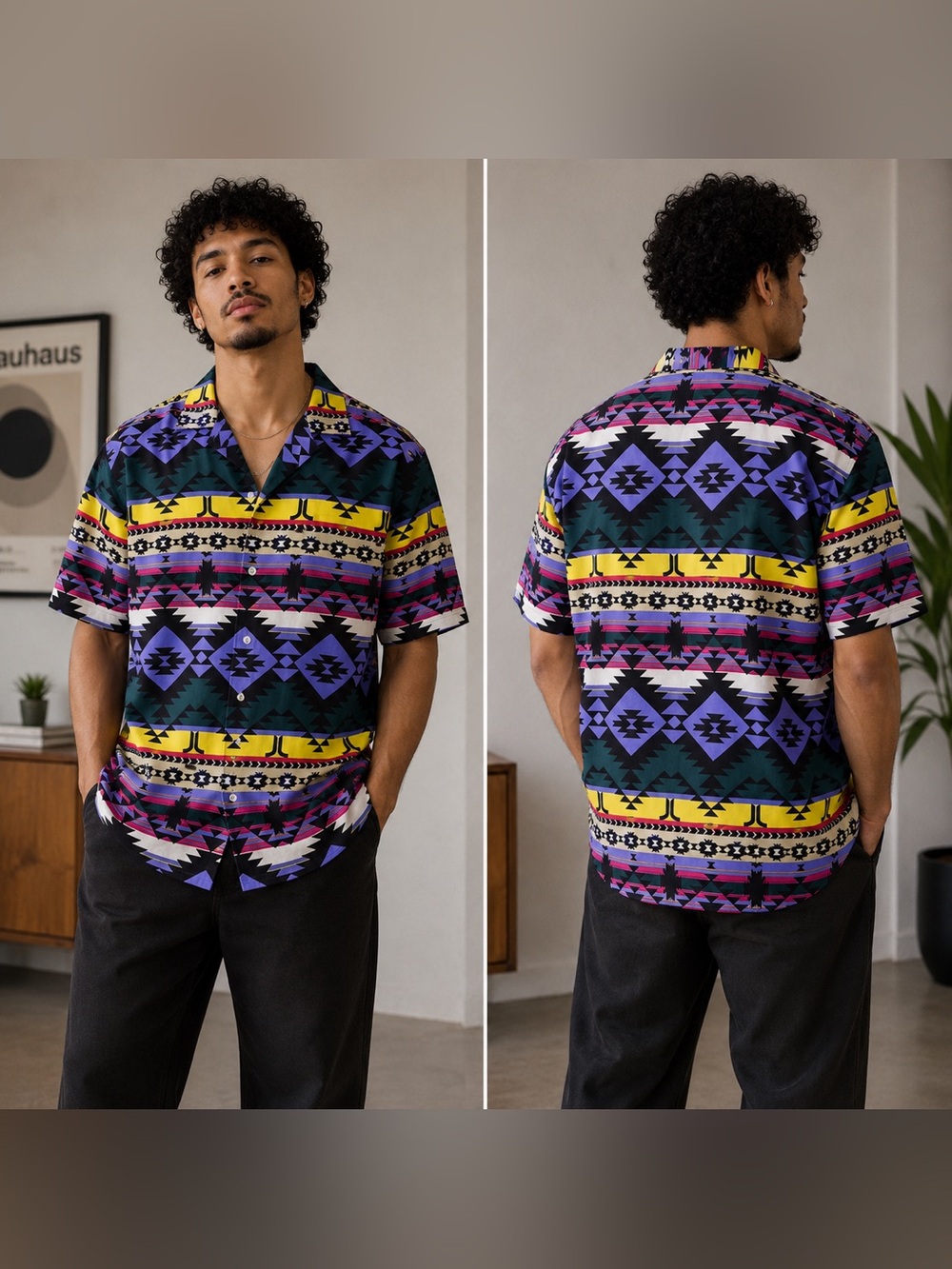 Men's WESC Oden SS Blanket AOP S/S Button Up